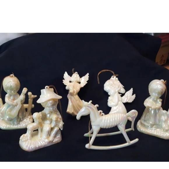 VTG ornaments Angels Sheep Harp rocking horse Christmas tree holiday set 6 - Picture 7 of 9
